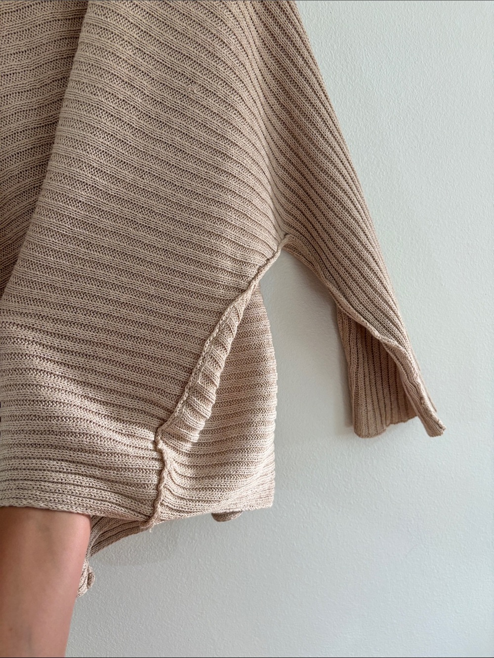 Free People Beach Imogene Sweater Size Medium Tan Ribbed Oversized Open Knit - Picture 8 of 8